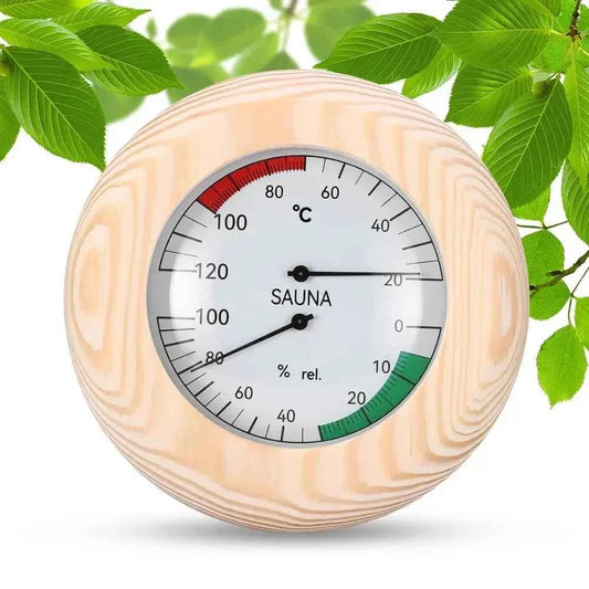Portable Wooden Sauna Thermometer round Hygrometer Temperature Measurement Tool for Sauna Rooms Accessories 1pcs
