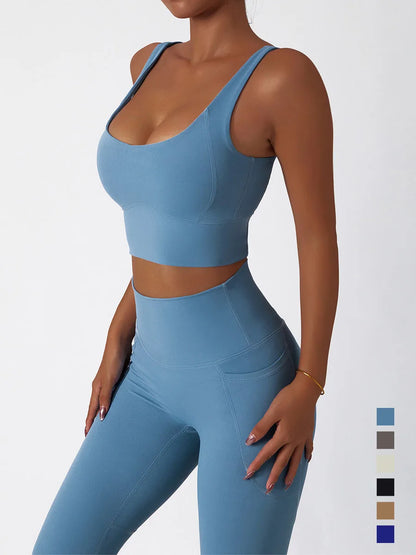 Premium Seamless Yoga Set - Ribbed White Two-Piece Fitness Outfit
