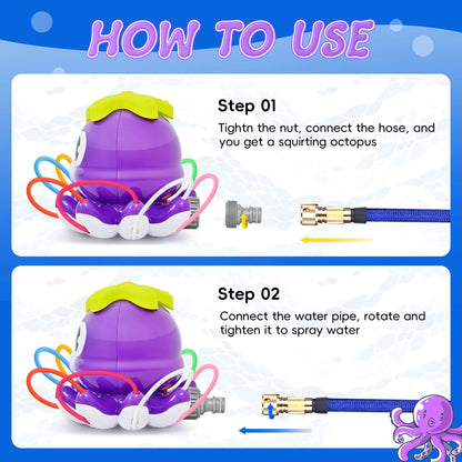 Space Rocket Octopus Sprinkler Water Toy Automatic Rotation Fun Spray Water Children's Water Playing Outdoor Toys