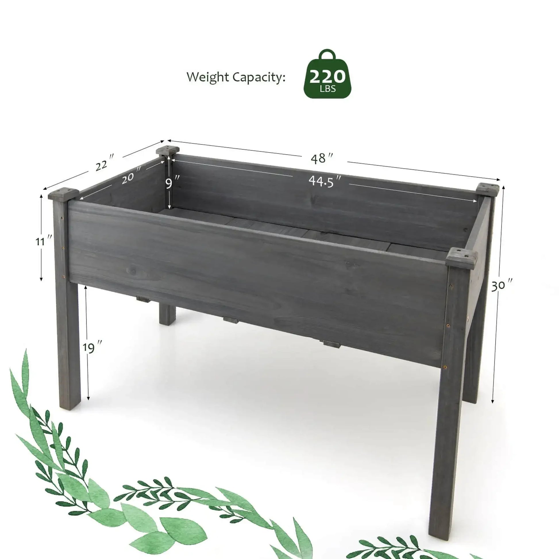 Wooden Raised Vegetable Garden Bed Elevated Grow Vegetable Planter Grey