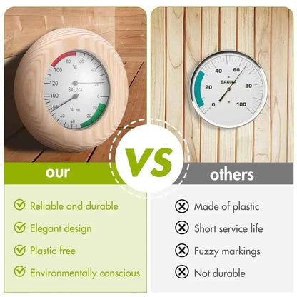 Portable Wooden Sauna Thermometer round Hygrometer Temperature Measurement Tool for Sauna Rooms Accessories