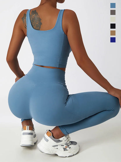 Premium Seamless Yoga Set - Ribbed White Two-Piece Fitness Outfit