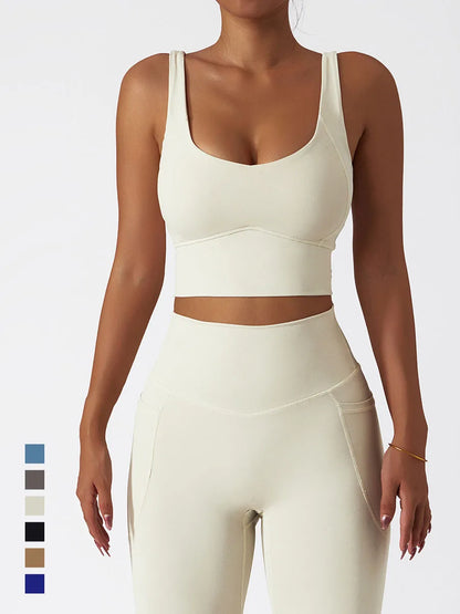 Premium Seamless Yoga Set - Ribbed White Two-Piece Fitness Outfit