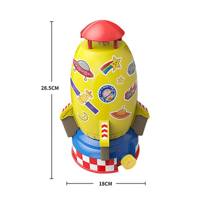 Creative Space Rocket Sprinkler Rotating Water Powered Launcher Summer Fun Entertainment for Outdoor Garden Yard Water Spray Toy Yellow