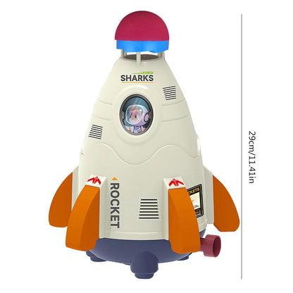 Creative Space Rocket Sprinkler Rotating Water Powered Launcher Summer Fun Entertainment for Outdoor Garden Yard Water Spray Toy White