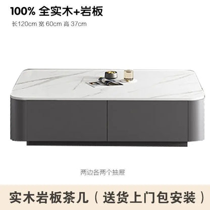 Modern Luxury Coffee Table Cabinet Combo - Space-Saving Living Room Furniture Grey solid wood rock
