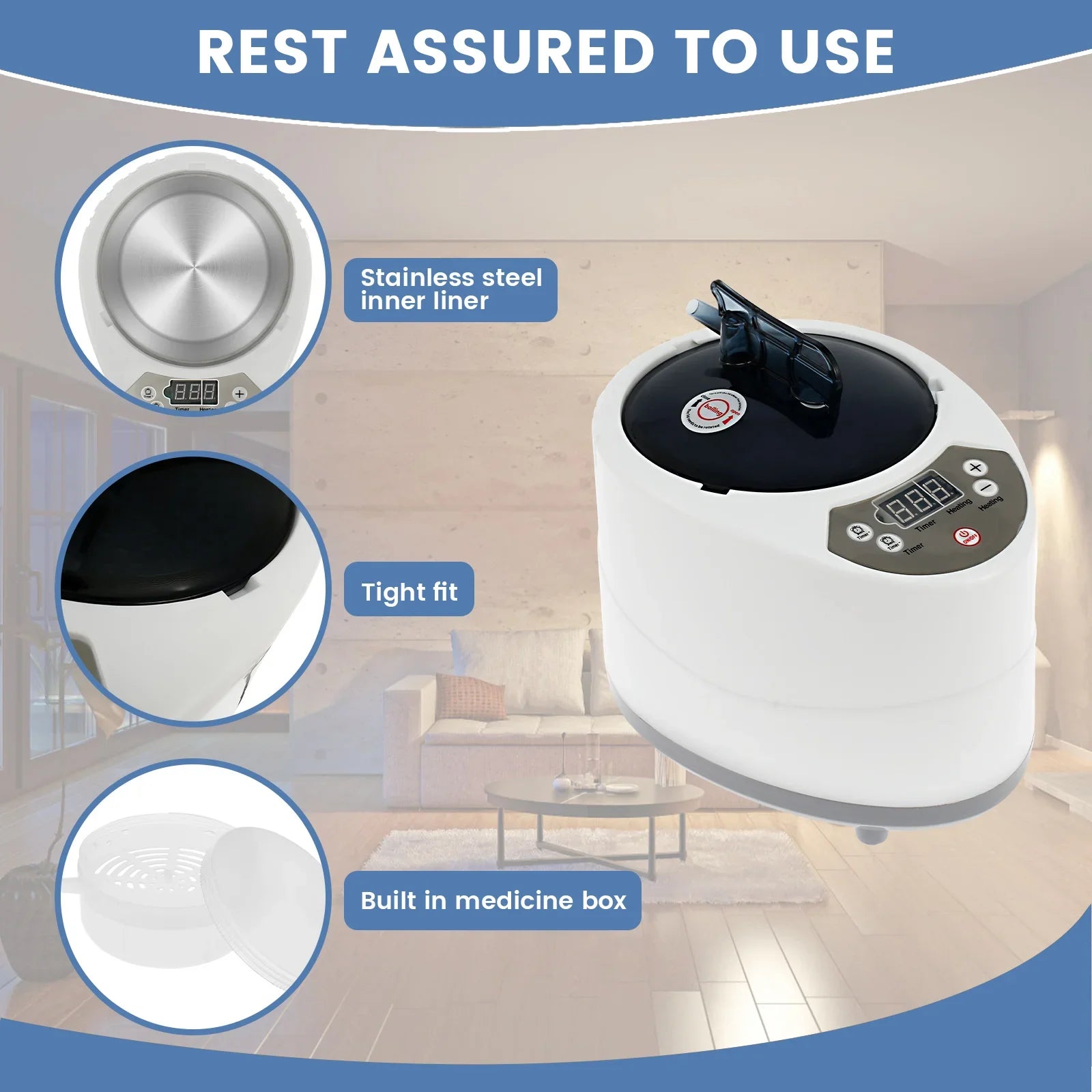 3L Sauna Steam Generator Fumigation Machine Large Capacity Portable for Sauna Spa Tent Body Therapy 1000W US Plug