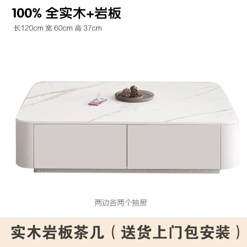 Modern Luxury Coffee Table Cabinet Combo - Space-Saving Living Room Furniture White solid wood roc