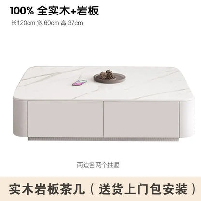Modern Luxury Coffee Table Cabinet Combo - Space-Saving Living Room Furniture White solid wood roc