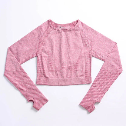 Seamless Long Sleeve Workout Top - Premium Women's Yoga & Fitness Outerwear pink