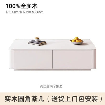 Modern Luxury Coffee Table Cabinet Combo - Space-Saving Living Room Furniture White solid wood cof