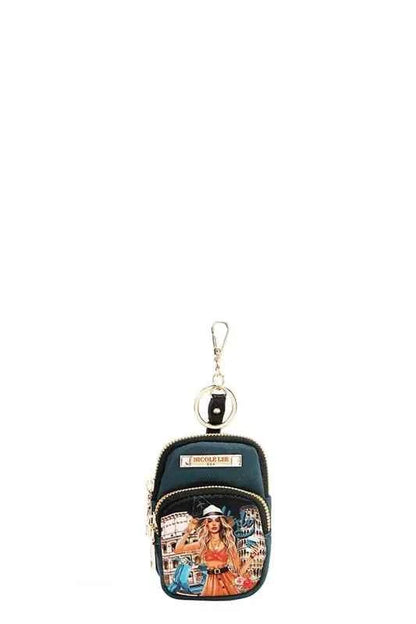 Nicole Lee USA Mini Coin Purse Keychain Black One Size