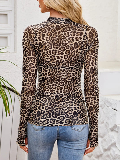 Floral Mock Neck Long Sleeve Top