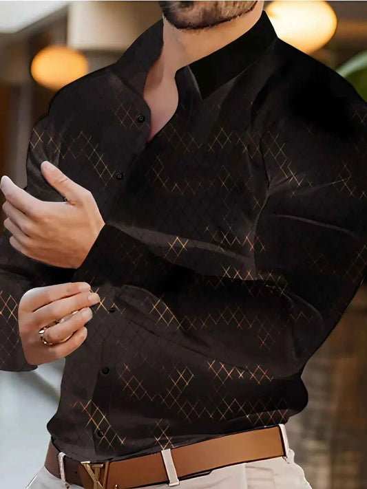 Men's Full Size Button Up Long Sleeve Shirt Plus Size Black