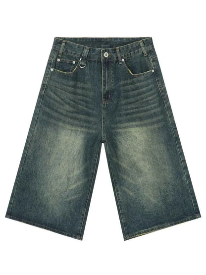 Men's Wide Leg Denim Shorts Deep Teal