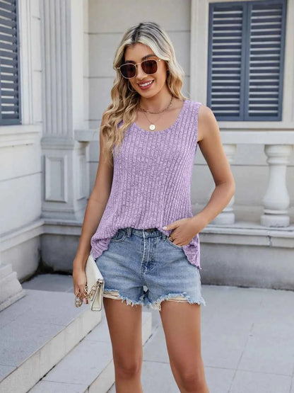 Ribbed Round Neck Tank