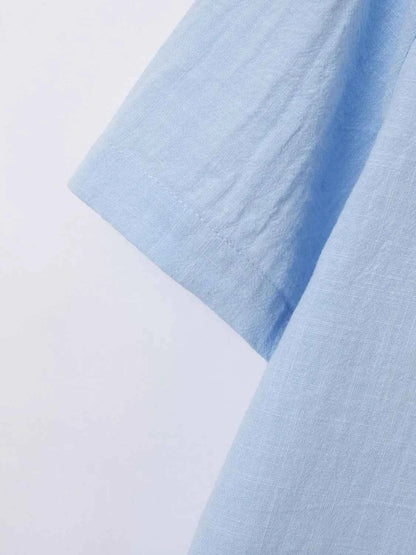 Men's Full Size Button Detail Short Sleeve Polo Plus Size