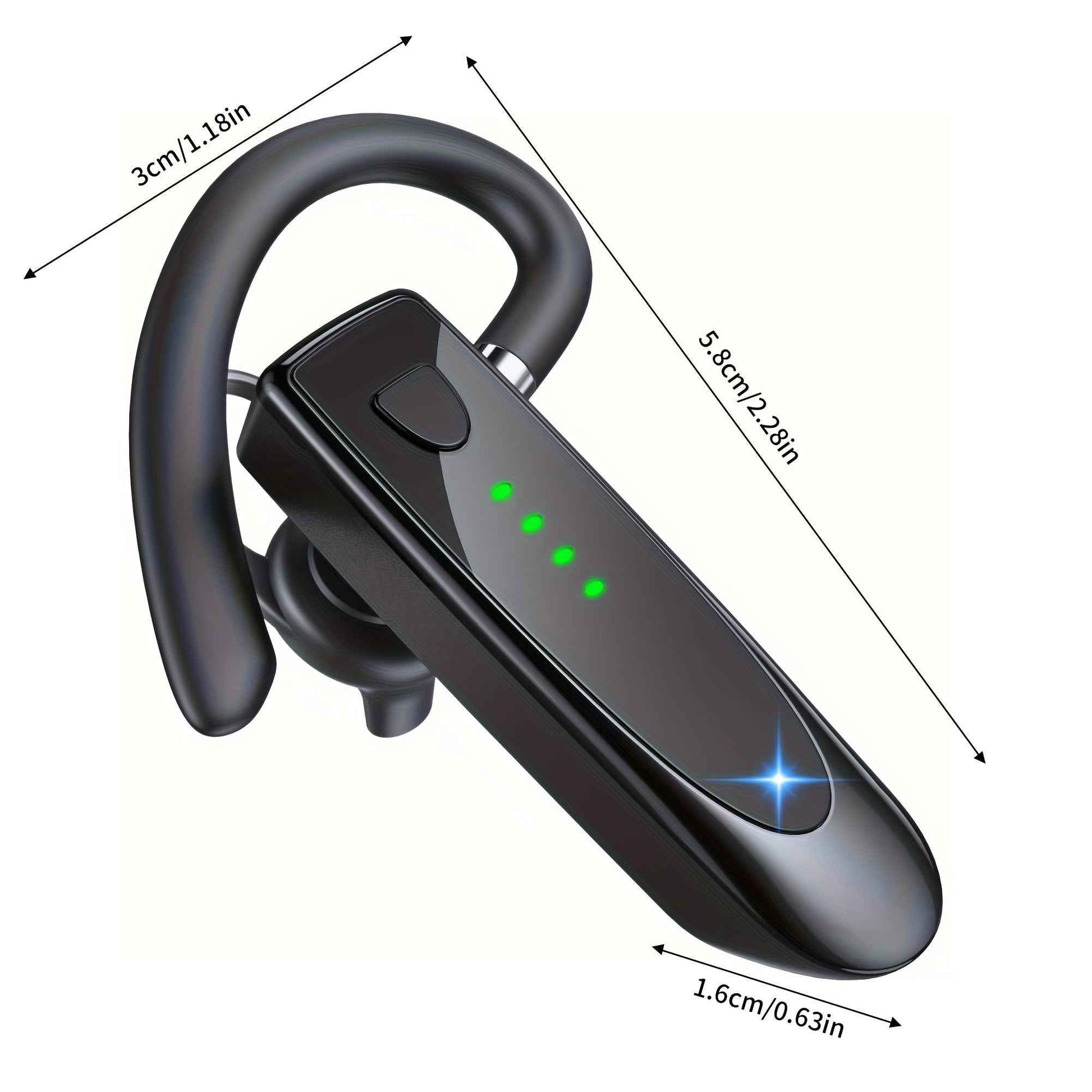 Wireless Earpiece V5.3 Wireless Handsfree Headset with Microphone 29Hrs Playback Headset 180 Hrs Standby Time for iPhone Android Samsung Laptop Trucker Driver (Black)