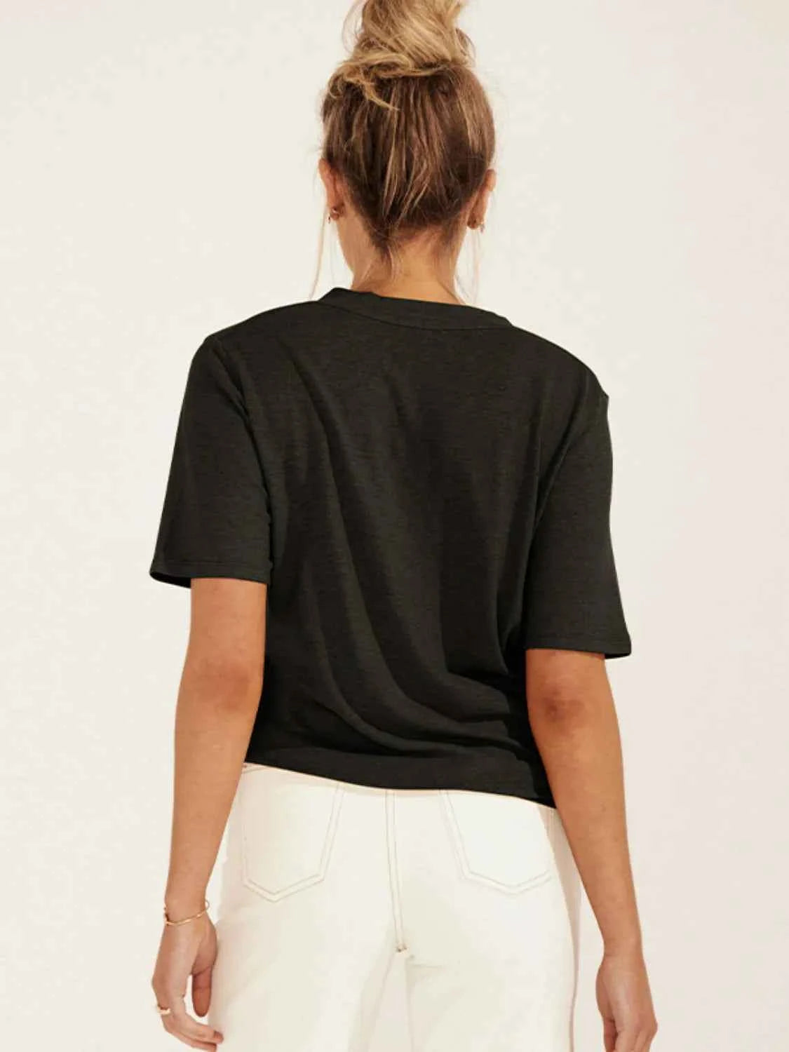 Solid V-Neck Short Sleeve T-Shirt