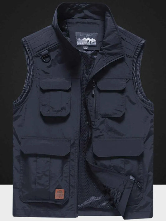Men's Plus Size Zip Up Vest with Pockets