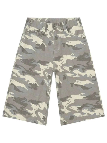 Men's Wide Leg Denim Shorts Gray