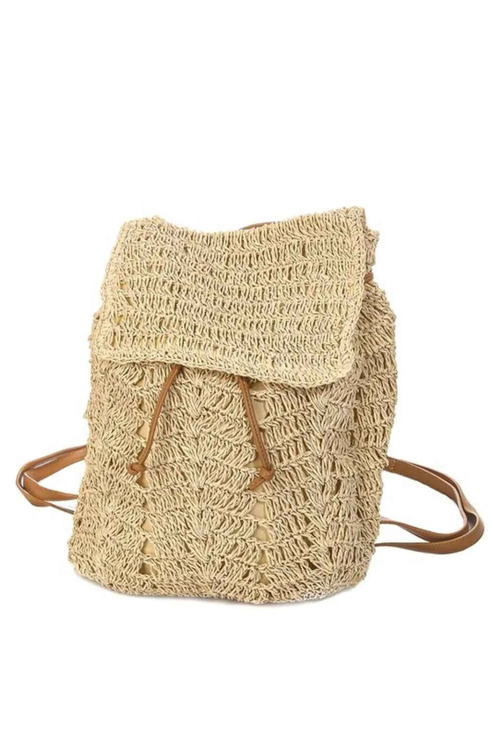 Straw Braided Fashion Backpack