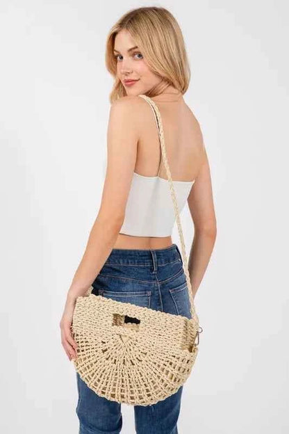 Fame Braided Semi Circle Tote Bag