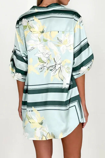 Printed Collared Neck Top and Shorts Set