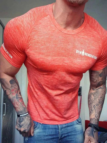 Men's Plus Size Round Neck Short Sleeve T-Shirt Coral