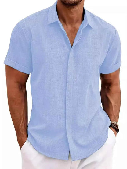 Men's Full Size Collared Neck Short Sleeve Shirt Plus Size Blue Purple