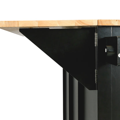 Black Kitchen Trolley & Island | Rubber Wood | 5-Wheel - HomeDelight