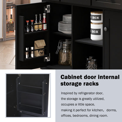 Black Kitchen Trolley & Island | Rubber Wood | 5-Wheel - HomeDelight