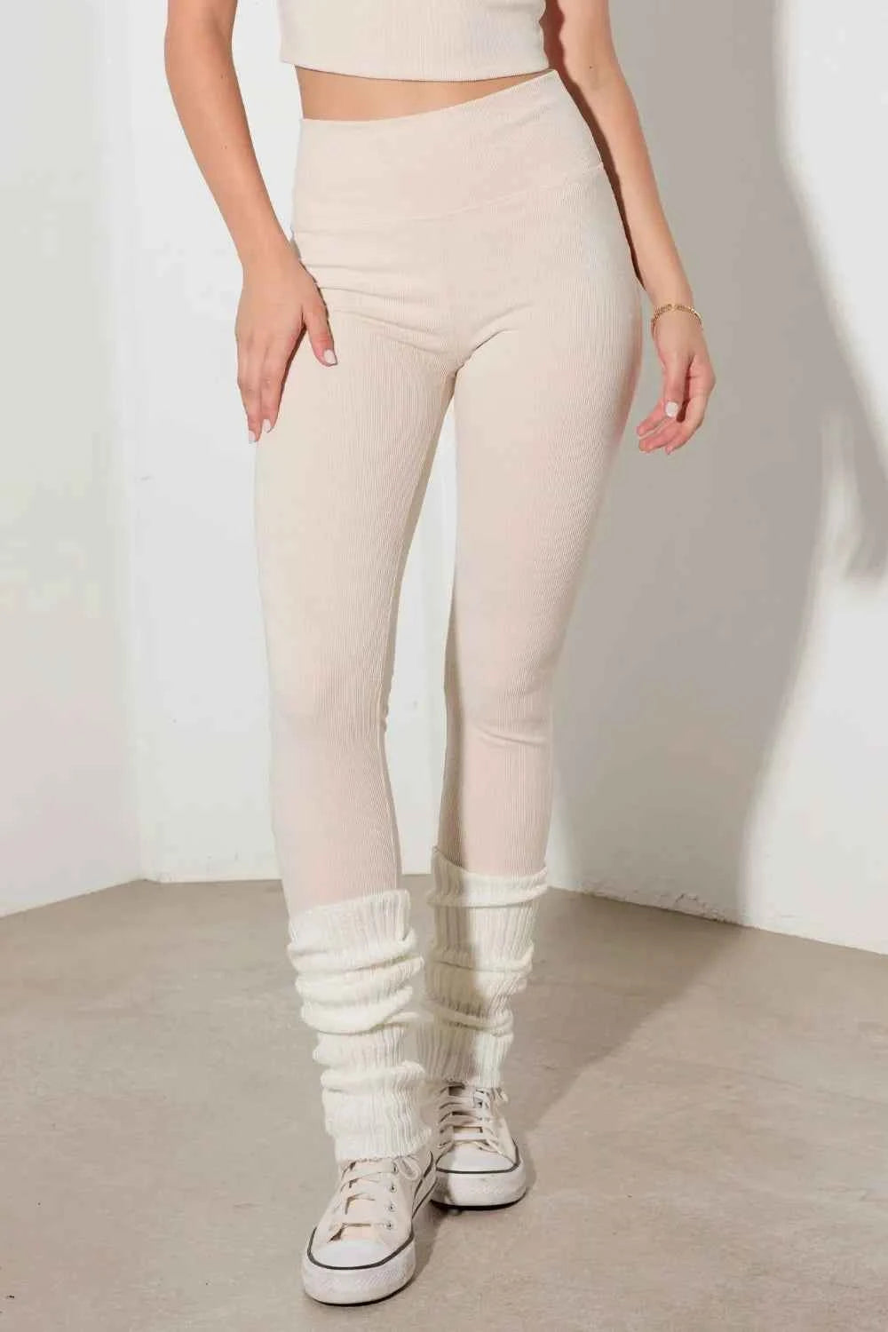 Le Lis Ribbed Crop Cami and High Waist Brushed Leggings Set