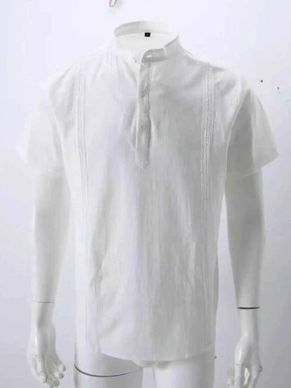 Men's Full Size Button Detail Short Sleeve Shirt Plus Size