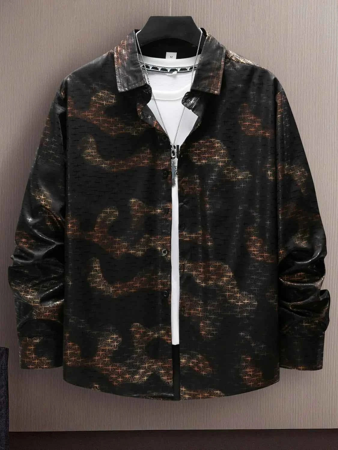 Men's Full Size Collared Neck Long Sleeve Shirt Plus Size