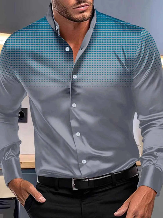 Men's Full Size Button Up Long Sleeve Shirt Plus Size Dark Gray
