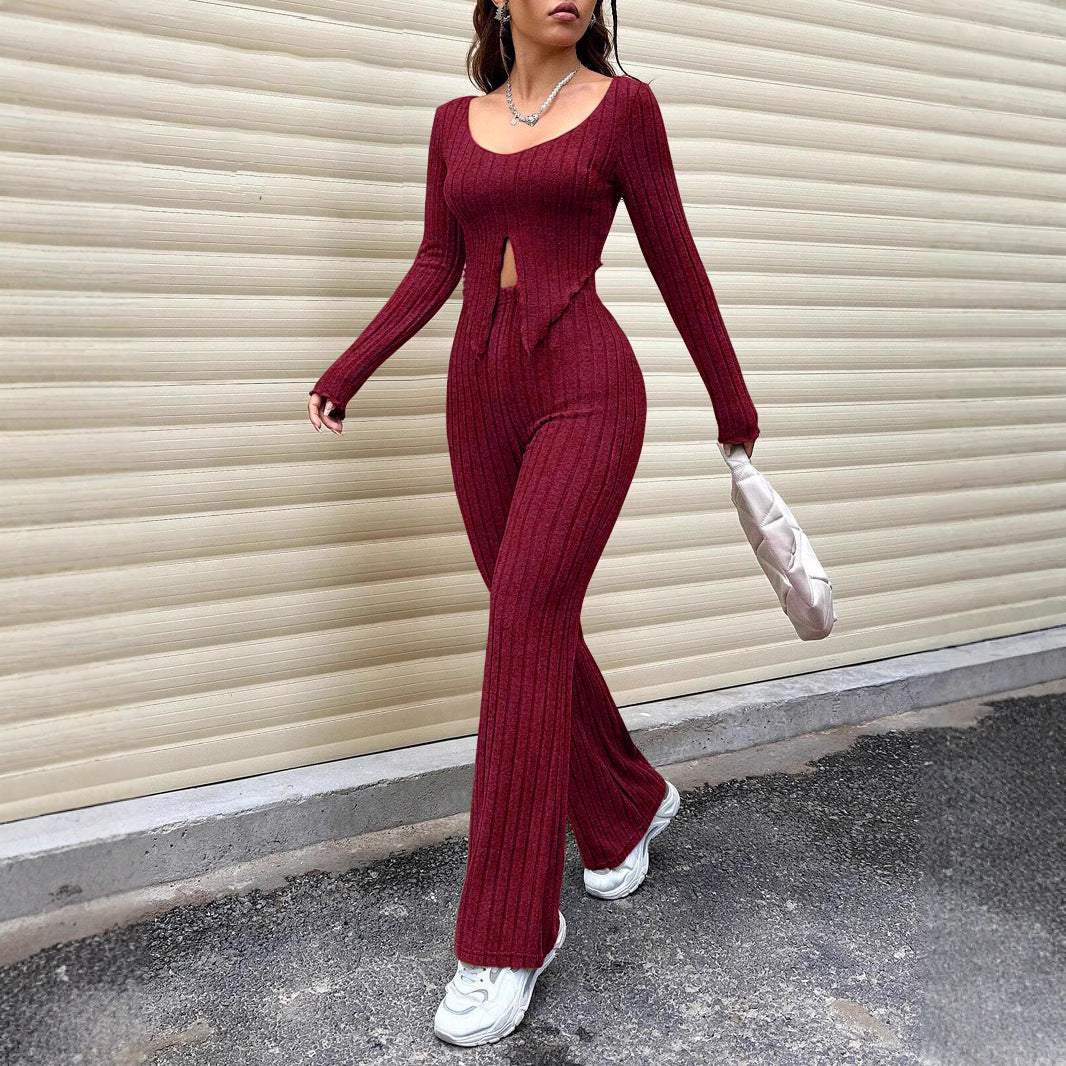Signature V-Neck Crop Top and High Waistband Long Active Pants