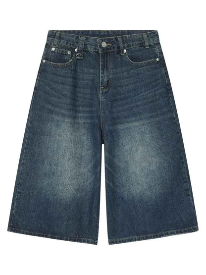 Men's Wide Leg Denim Shorts Peacock Blue