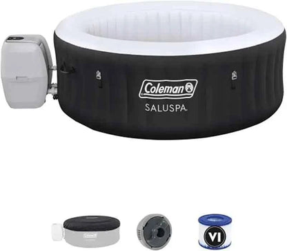 Coleman SaluSpa AirJet 2 to 4 Person Round Inflatable Hot Tub Portable Outdoor Spa with 60 Soothing AirJets and Insulated Cover Black United States