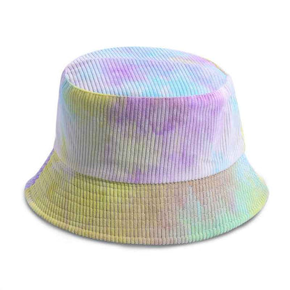 Corduroy Tie Dye Fisherman Hat - Trendy Festival Accessory D 58cm