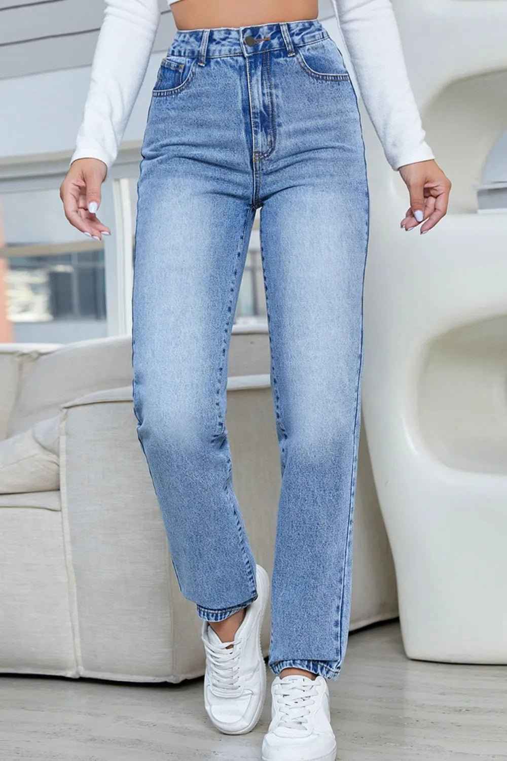 Cowboy pants women's new straight leg easy to wear high waisted pants