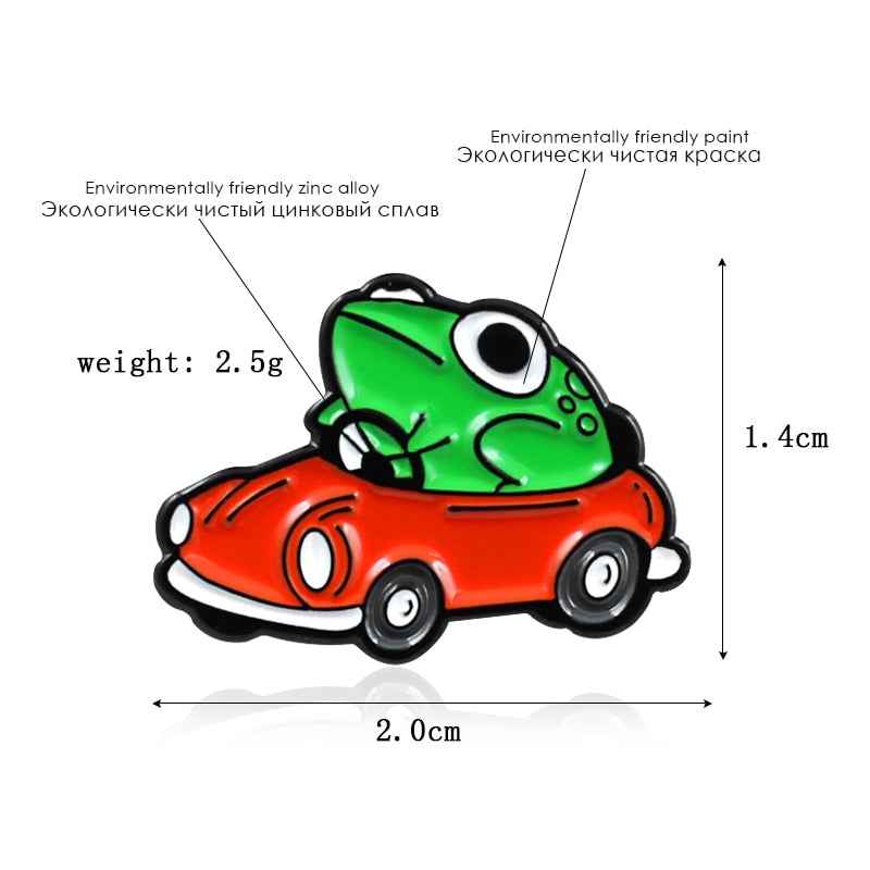 Cute Car Brooch Accessory - Fun Frog Design