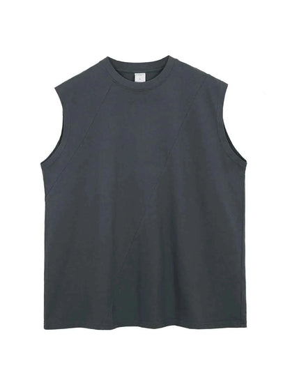 Men's Solid Color Round Neck Tank Dark Gray