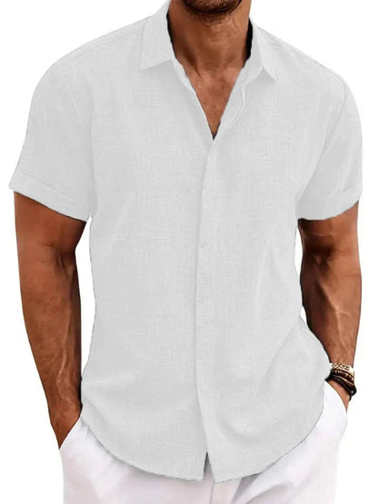 Men's Full Size Collared Neck Short Sleeve Shirt Plus Size White