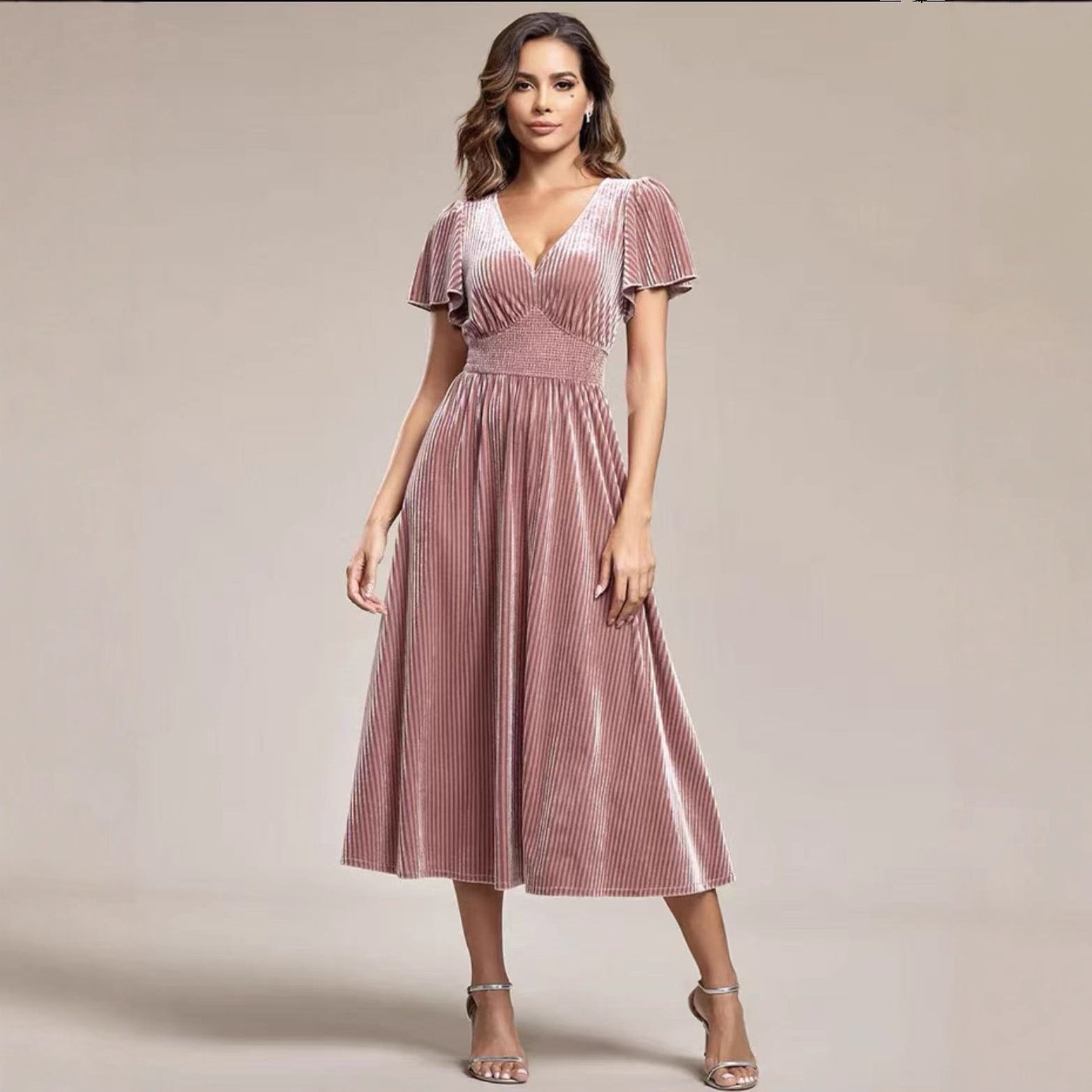 Signature Striped Tie Waist Short Sleeve Dress