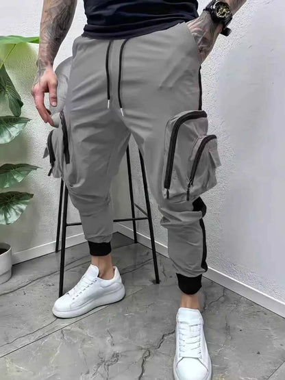 Men's Full Size Drawstring Joggers with Pockets Plus Size Gray