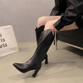 Signature Beast Fashion PU Leather Block Heel Boots with Back Zippers