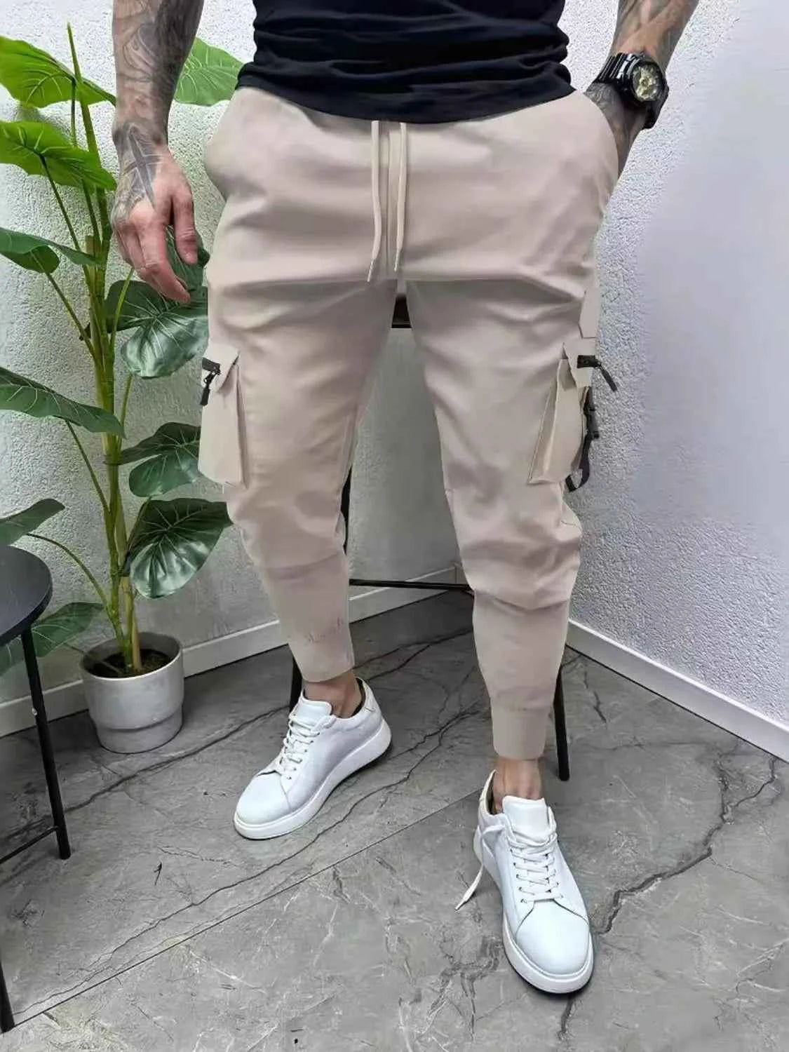 Men's Full Size Drawstring Pants with Pockets Plus Size