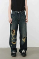 Men's Distressed Wide Leg Jeans