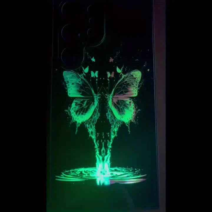 Double Butterfly Flying Colorful Intelligent Voice Control Luminous Mobile Phone Case Suitable for Samsung S24 Ultra/S22/S23 Plus/ip15promax/ip14promax/ip13promax/ip12promax Intelligent Luminous Voice Control Mobile Phone Cas